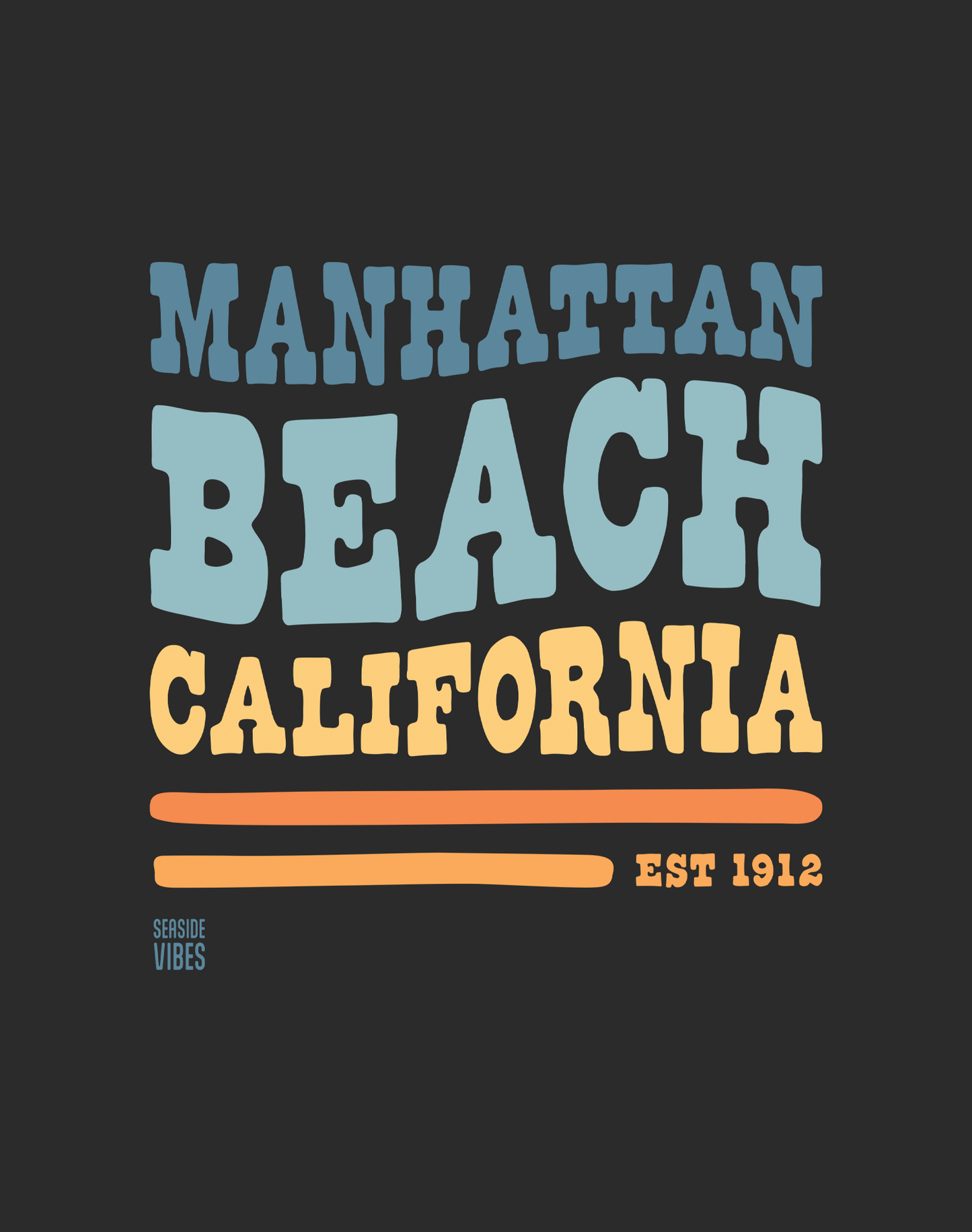 V-Neck: Manhattan Beach Vibes Tee - Dark Grey Heather