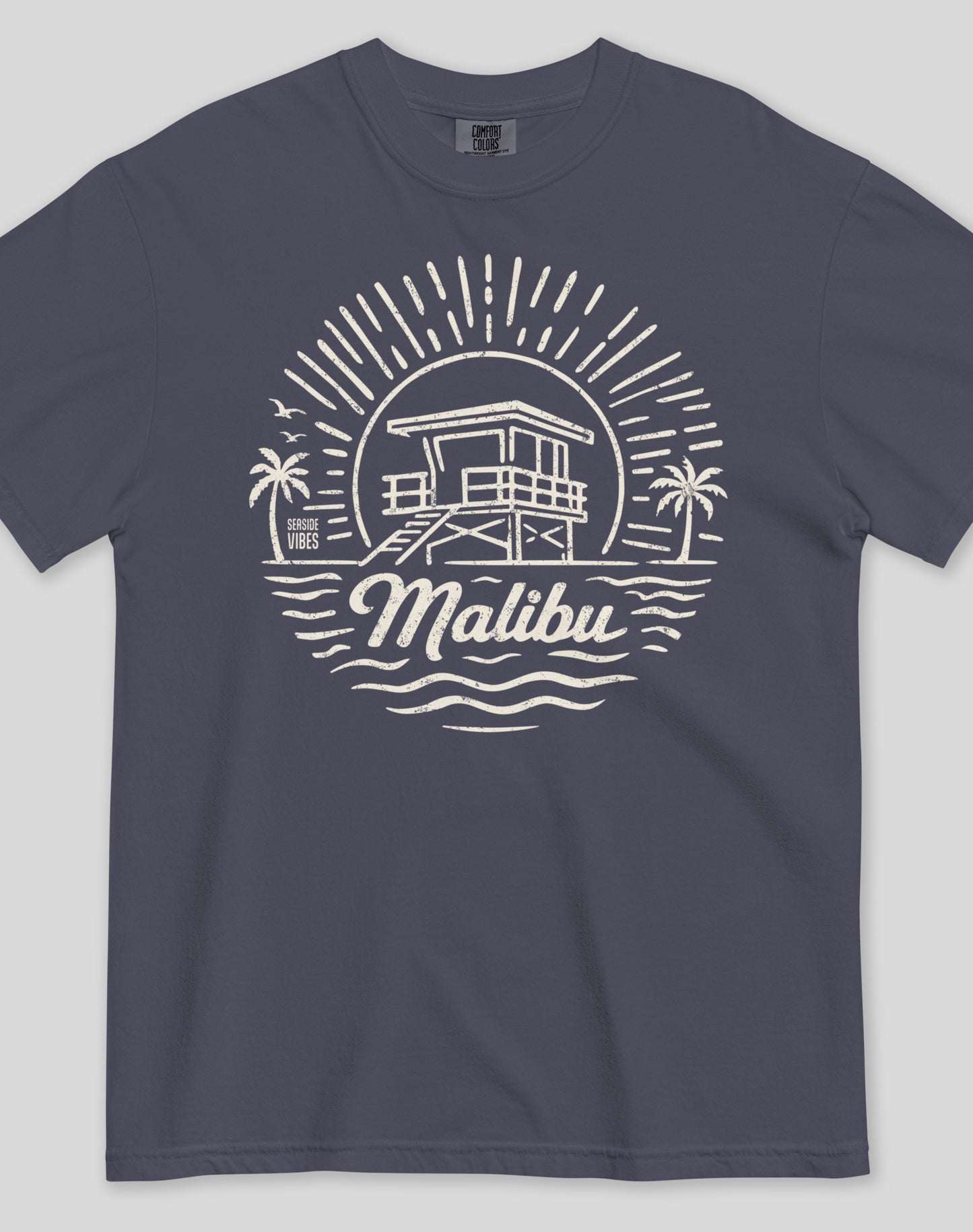 Unisex: Malibu Sunrise Session Tee - 100% Cotton | Navy