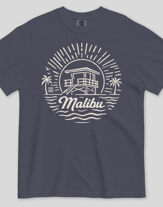 Unisex: Malibu Sunrise Session Tee - 100% Cotton | Navy