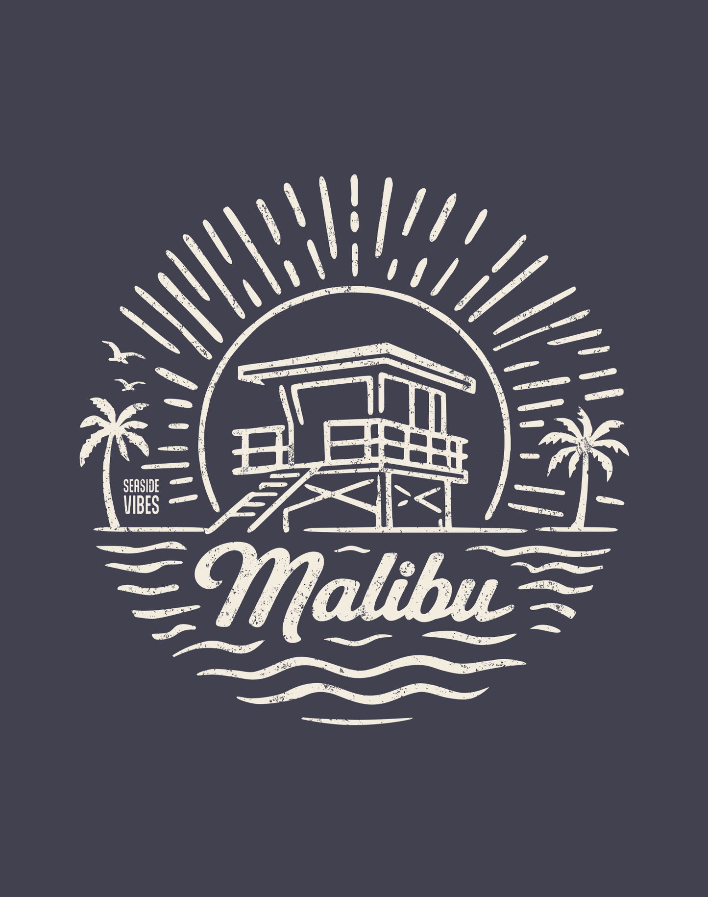 Unisex: Malibu Sunrise Session Tee - 100% Cotton | Navy