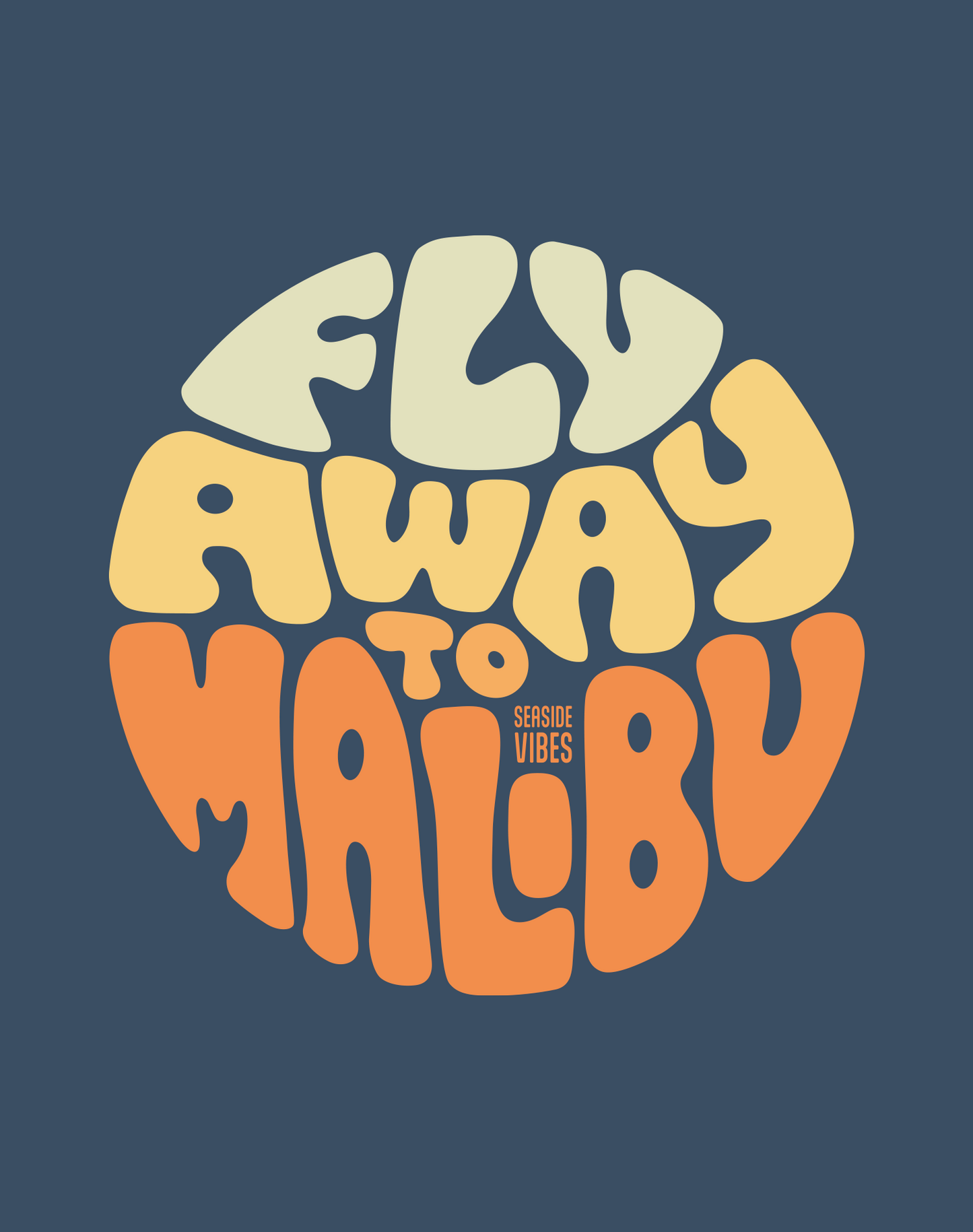 Unisex: Fly Away to Malibu Tee - 100% Cotton | Midnight