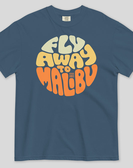 Unisex: Fly Away to Malibu Tee - 100% Cotton | Midnight