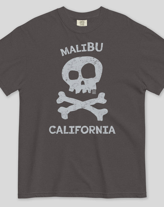 Unisex: Malibu Skull & Bones Tee - 100% Cotton | Graphite