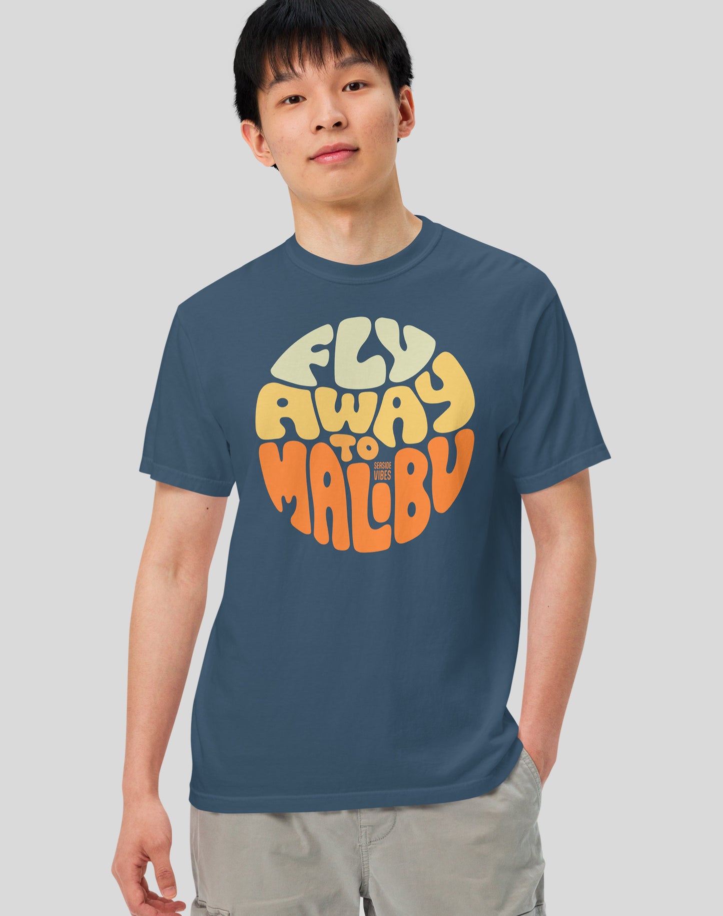 Unisex: Fly Away to Malibu Tee - 100% Cotton | Midnight