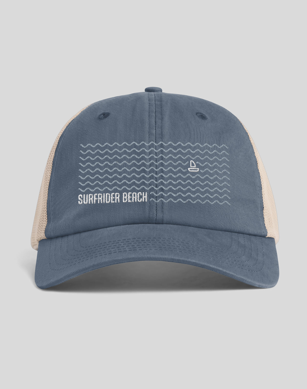 Surfrider Beach Sunwashed Trucker Hat | Denim/Tan