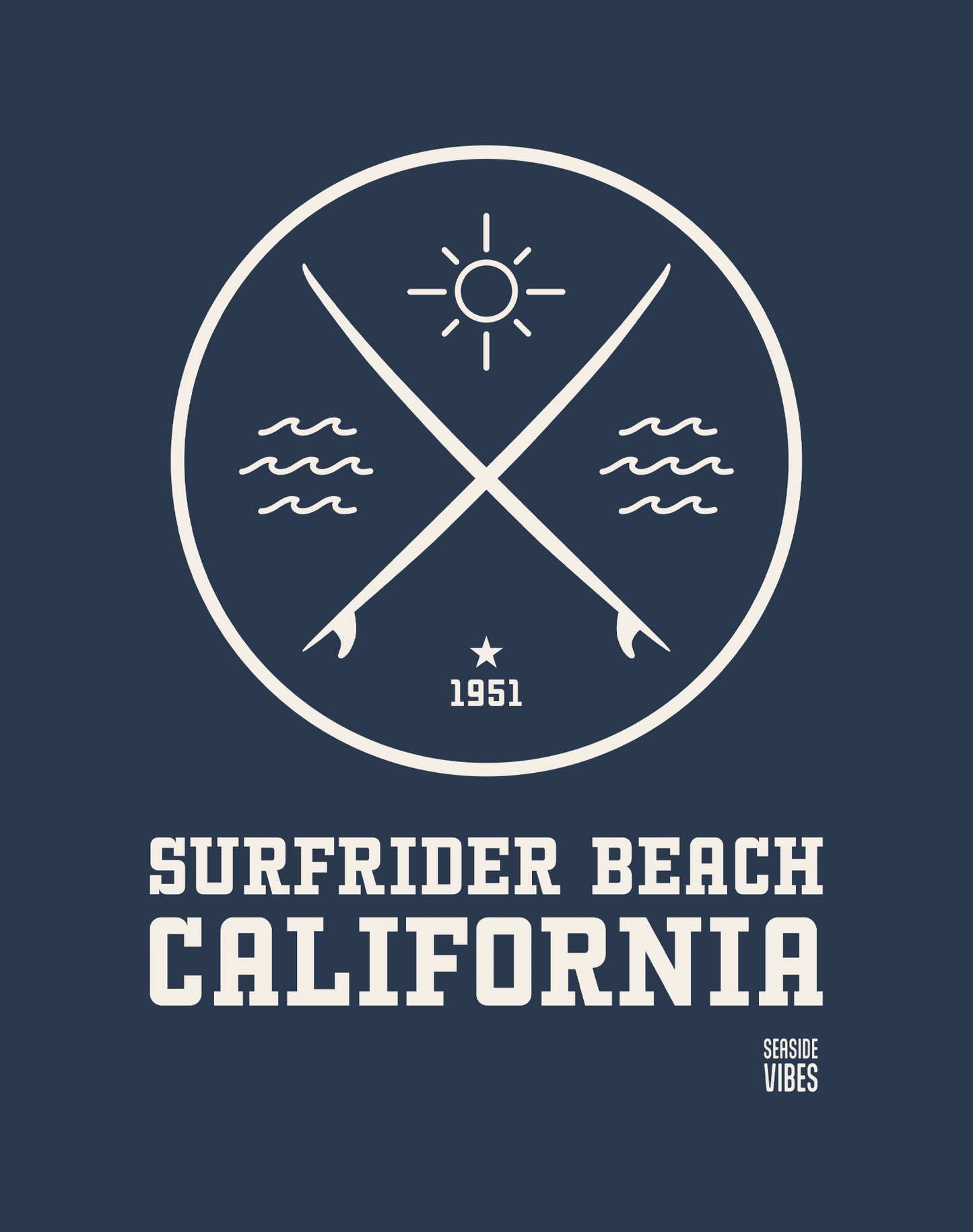 Malibu Surfrider Beach Surf Tee - Cotton Blend | Midnight Navy
