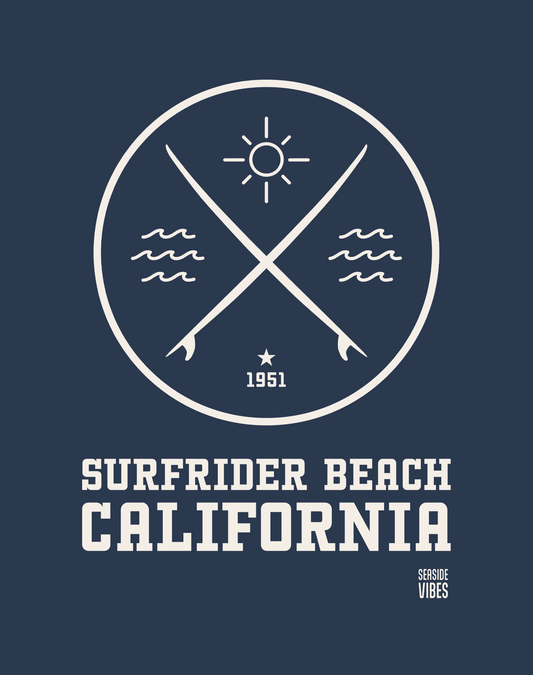 Malibu Surfrider Beach Surf Tee - Cotton Blend | Midnight Navy