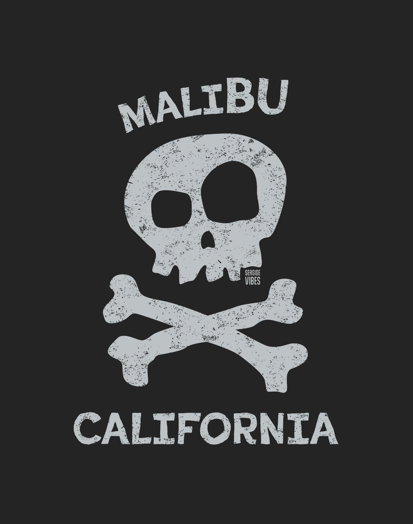 Malibu Skull & Bones Tee - Cotton Blend | Charcoal