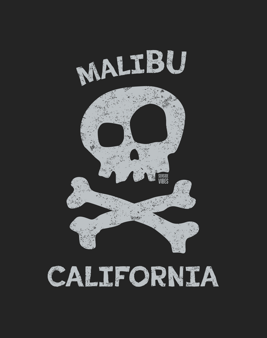 Malibu Skull & Bones Tee - Cotton Blend | Charcoal
