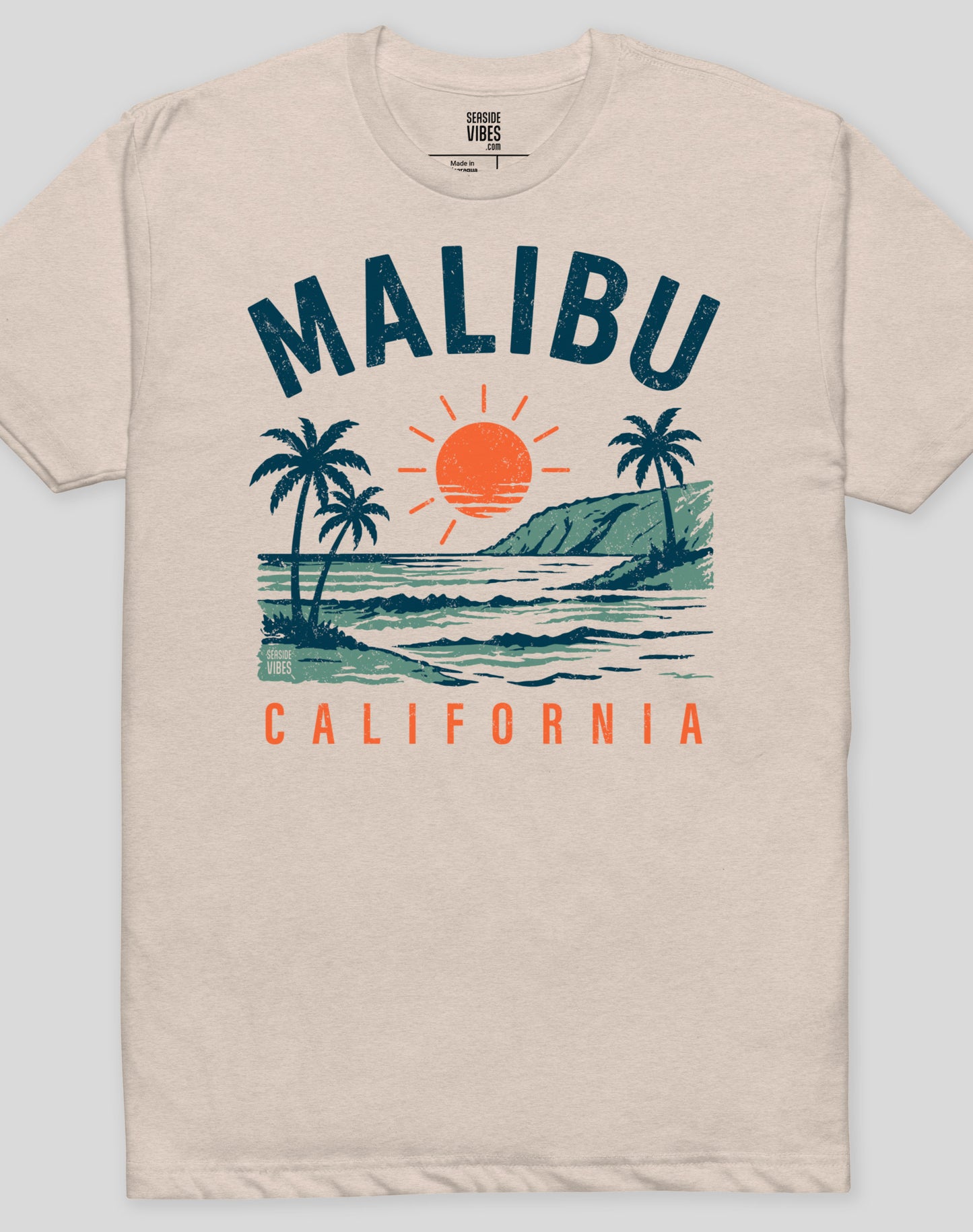 Malibu Vintage Surf Tee - Cotton Blend | Sand