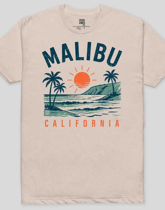 Malibu Vintage Surf Tee - Cotton Blend | Sand
