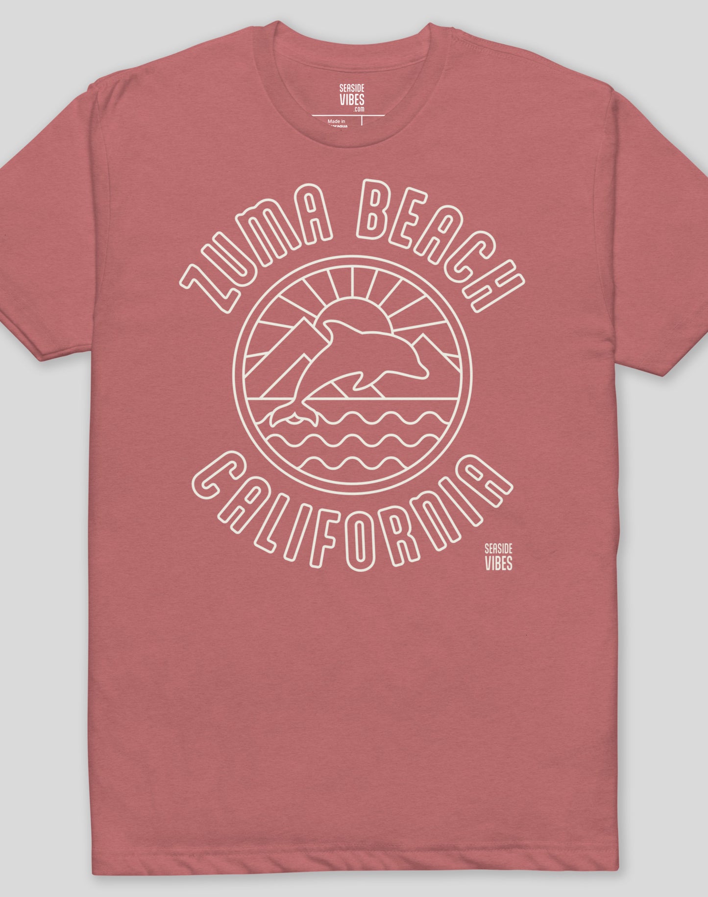 Zuma Beach Dolphin Sunrise Tee - Cotton Blend | Heather Mauve