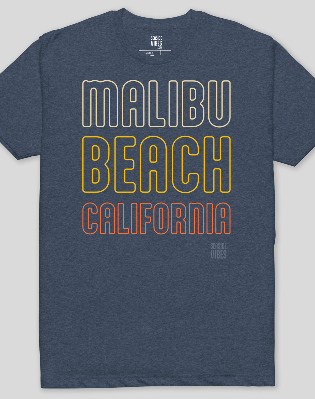Malibu Beach Neon Tee - Cotton Blend | Midnight Navy