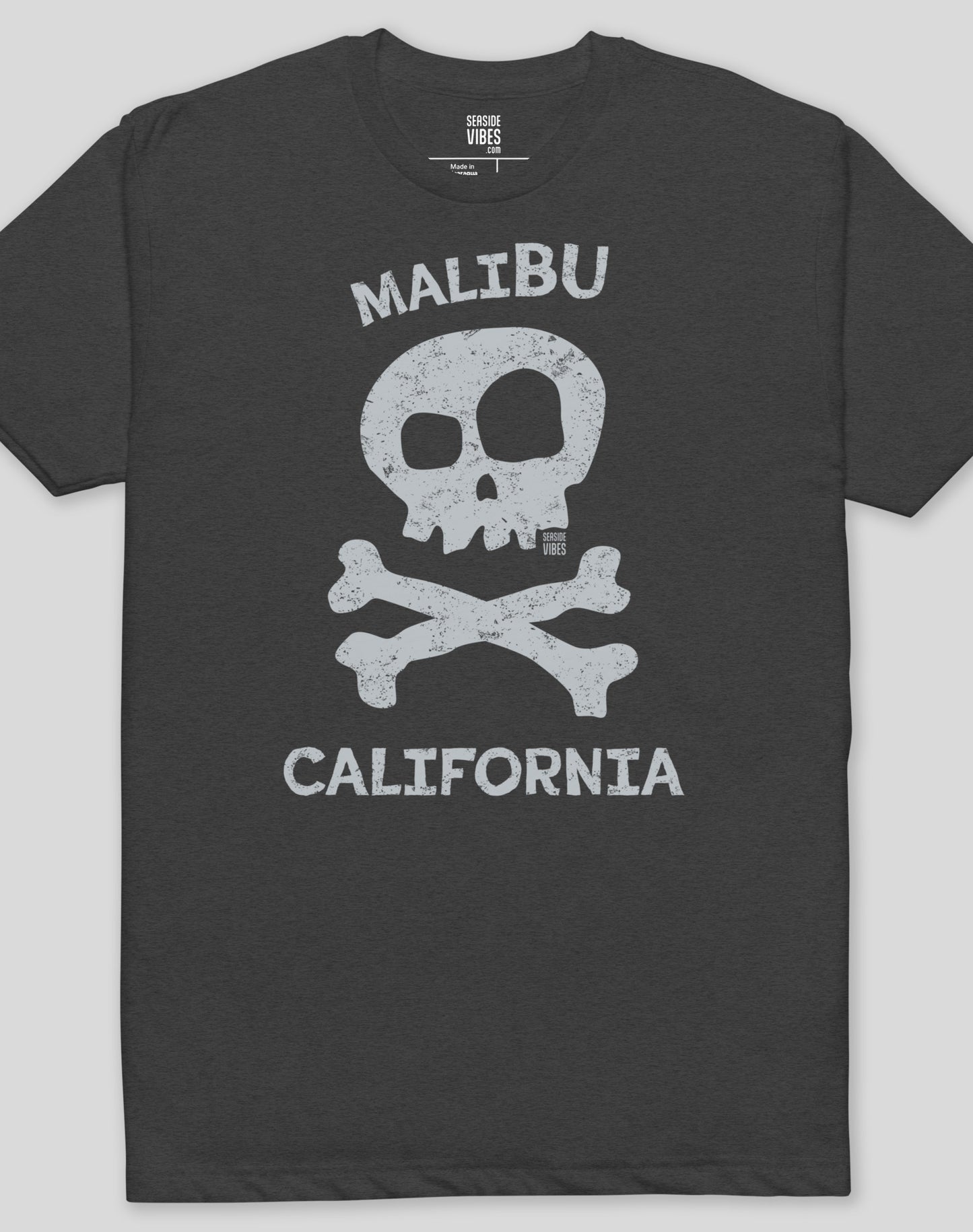 Malibu Skull & Bones Tee - Cotton Blend | Charcoal