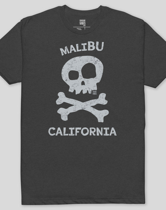 Malibu Skull & Bones Tee - Cotton Blend | Charcoal