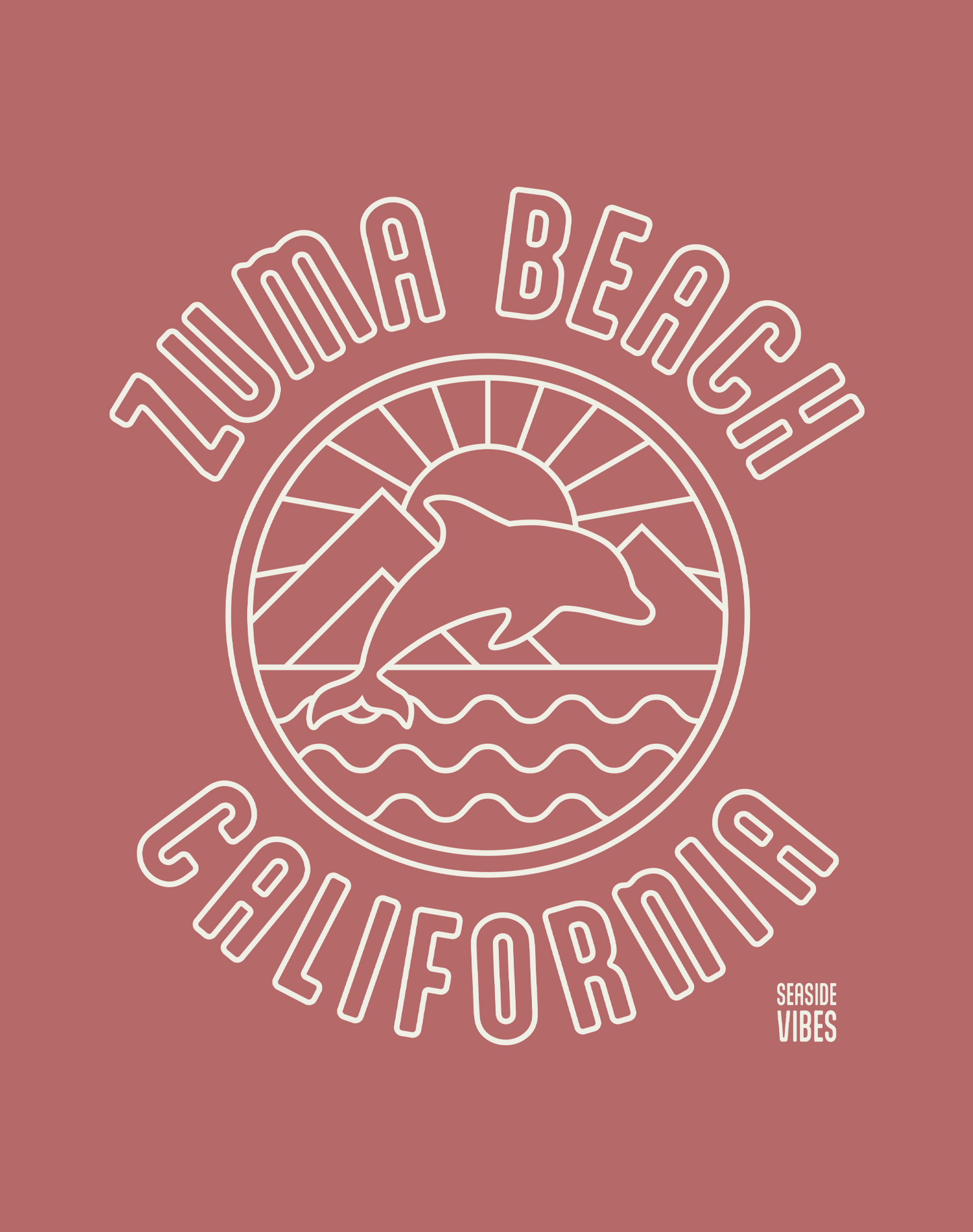 Zuma Beach Dolphin Sunrise Tee - Cotton Blend | Heather Mauve