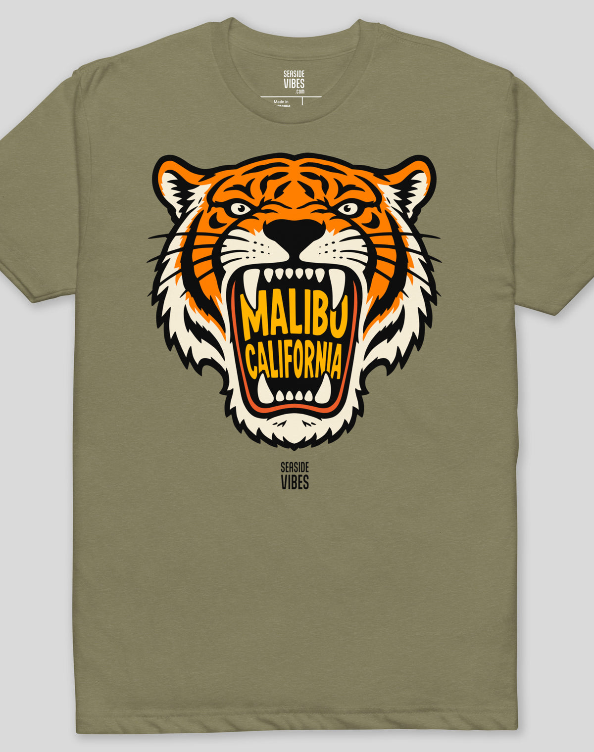 Malibu AF Tiger Tee - Cotton Blend | Military Green