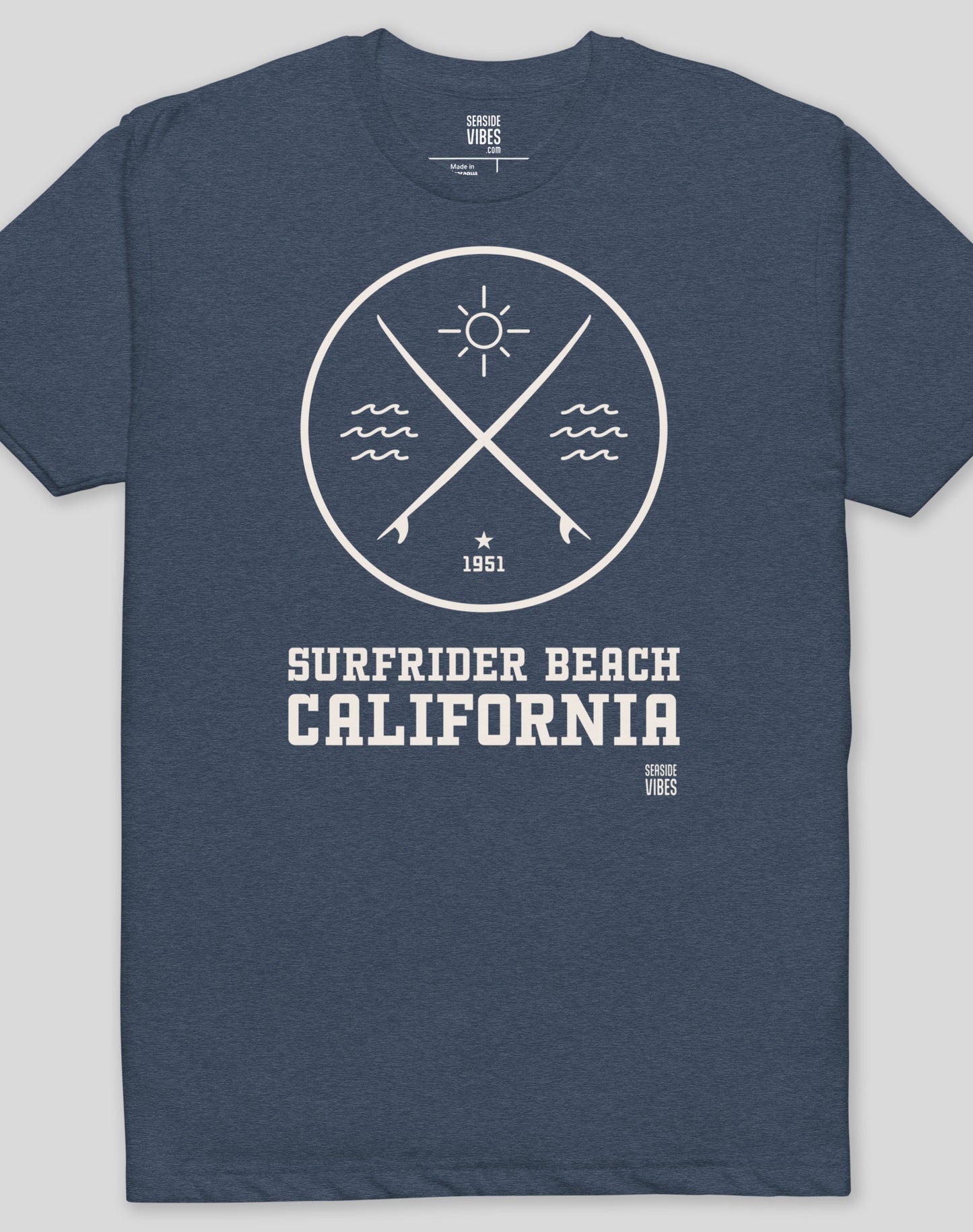 Malibu Surfrider Beach Surf Tee - Cotton Blend | Midnight Navy