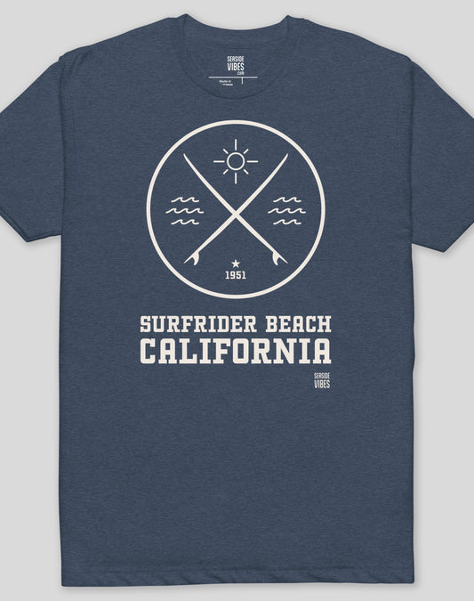 Malibu Surfrider Beach Surf Tee - Cotton Blend | Midnight Navy
