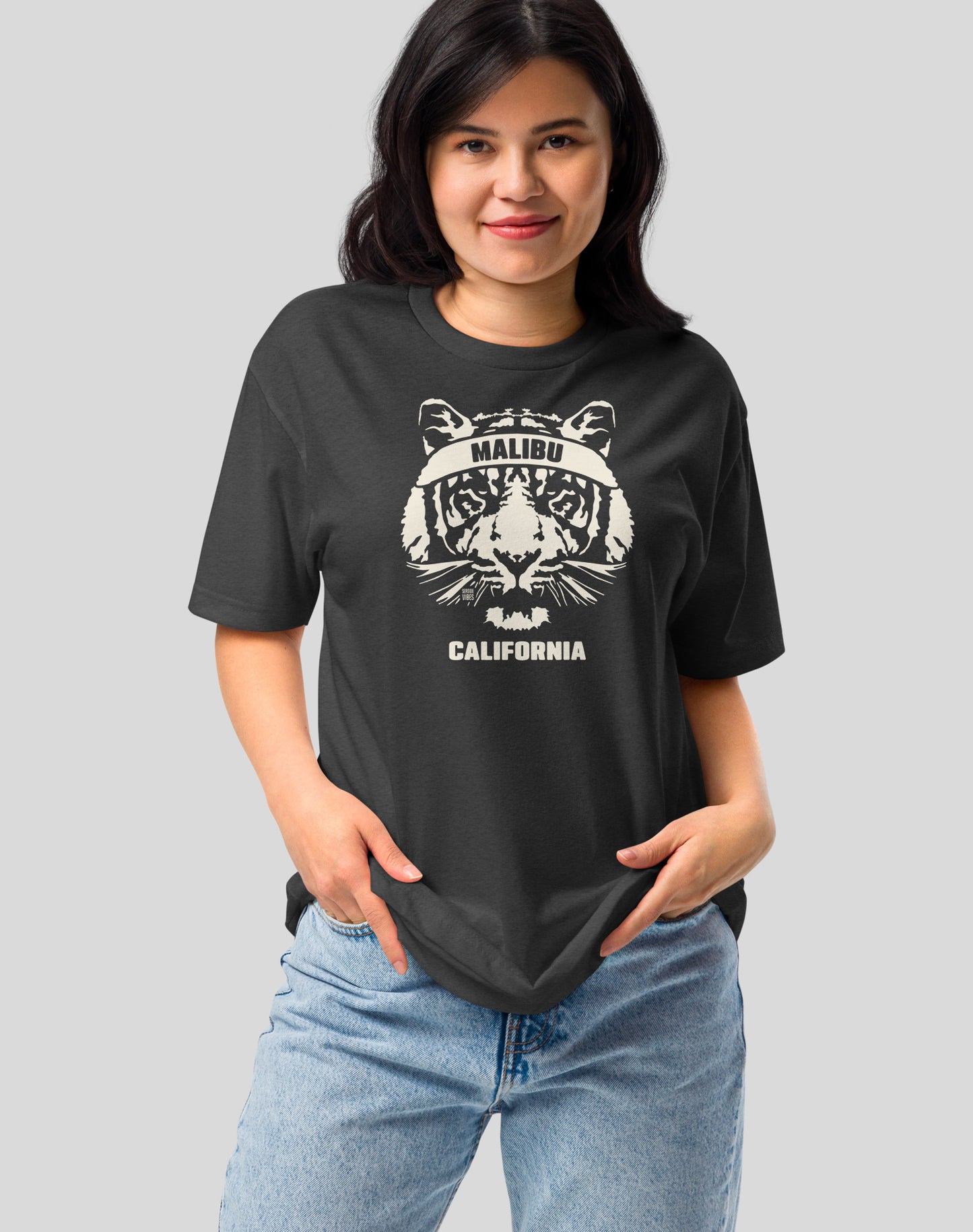 Malibu Tiger Ambush Tee - Cotton Blend | Charcoal