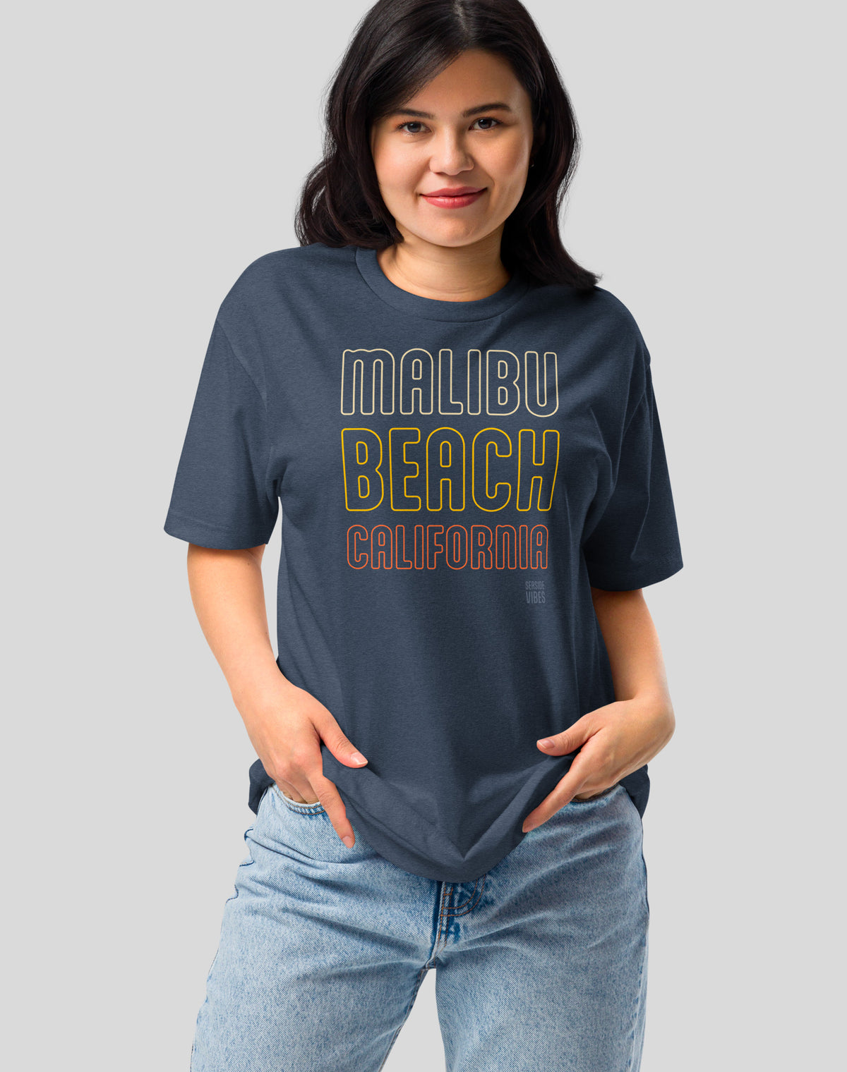 Malibu Beach Neon Tee - Cotton Blend | Midnight Navy