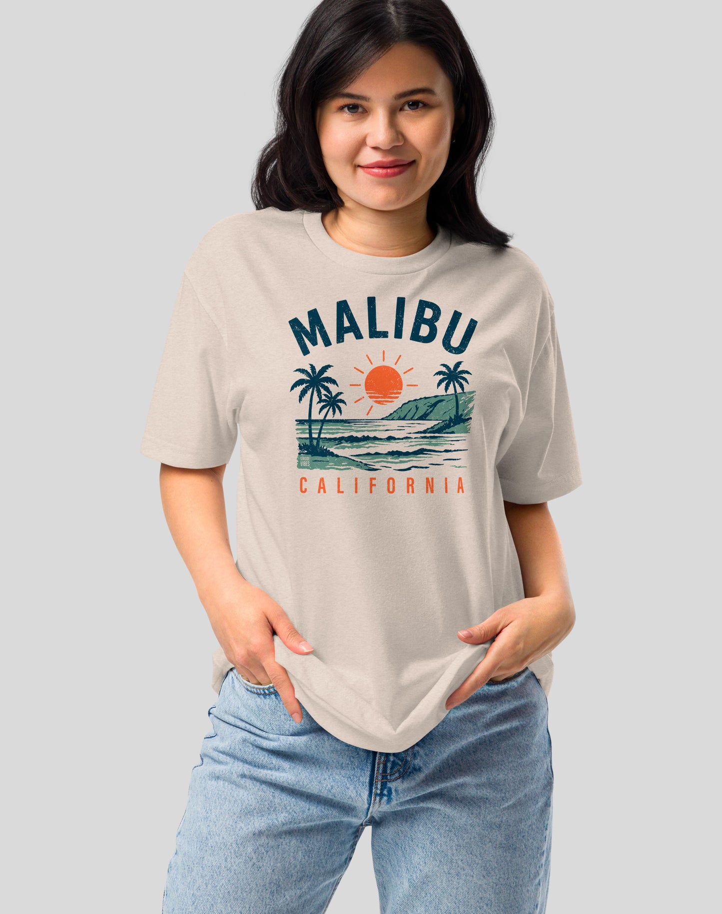 Malibu Vintage Surf Tee - Cotton Blend | Sand
