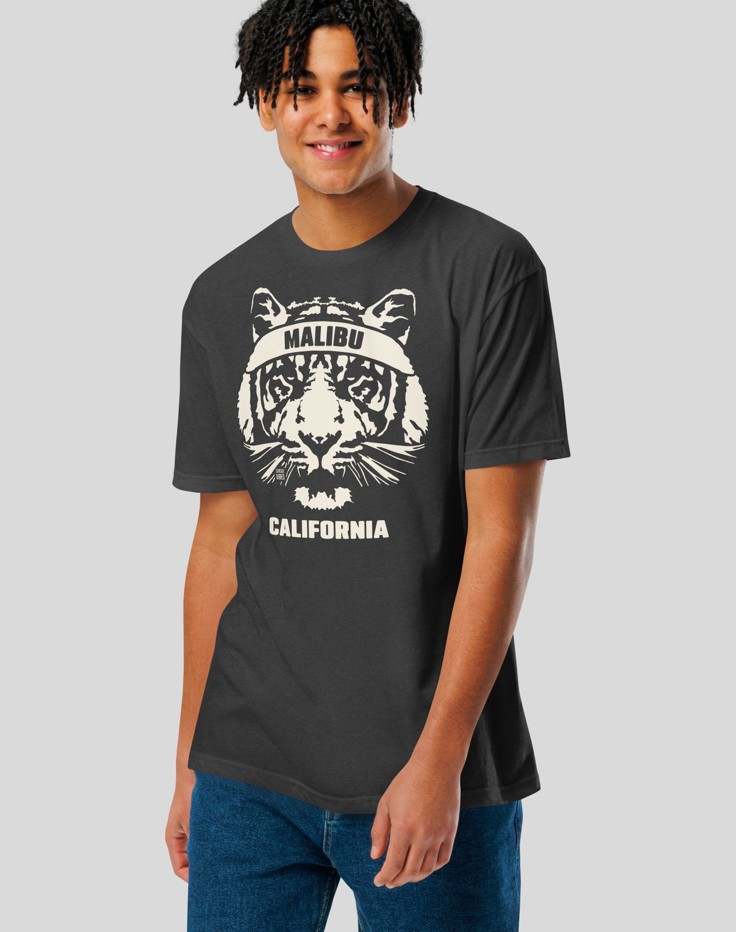 Malibu Tiger Ambush Tee - Cotton Blend | Charcoal