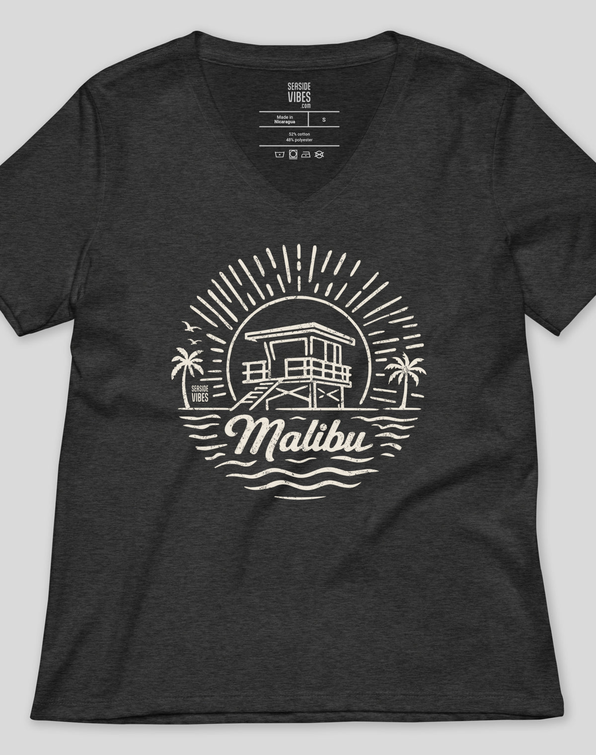 V-Neck: Malibu Sunrise Session Tee | Dark Grey Heather