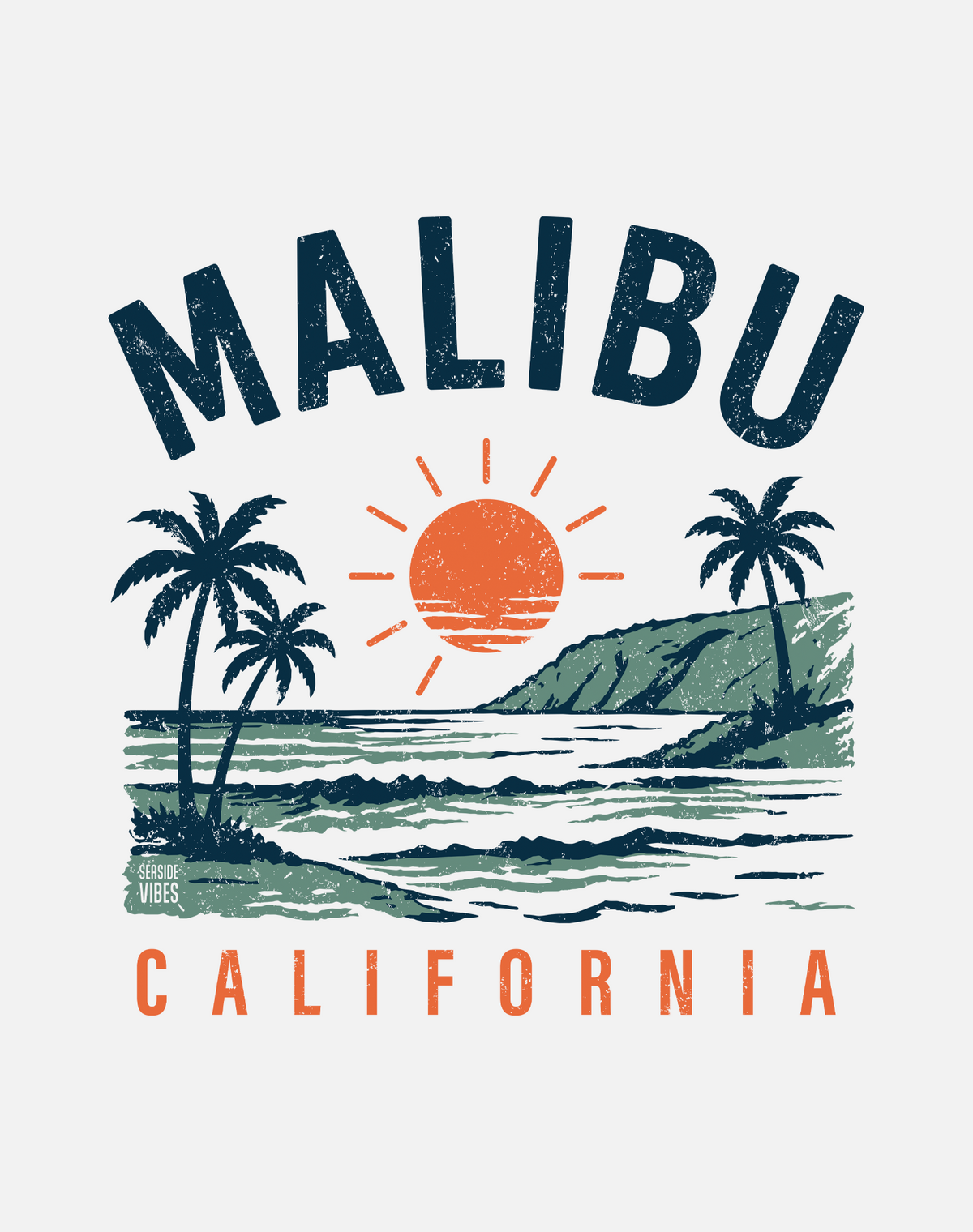V-Neck: Malibu Vintage Surf Tee - White