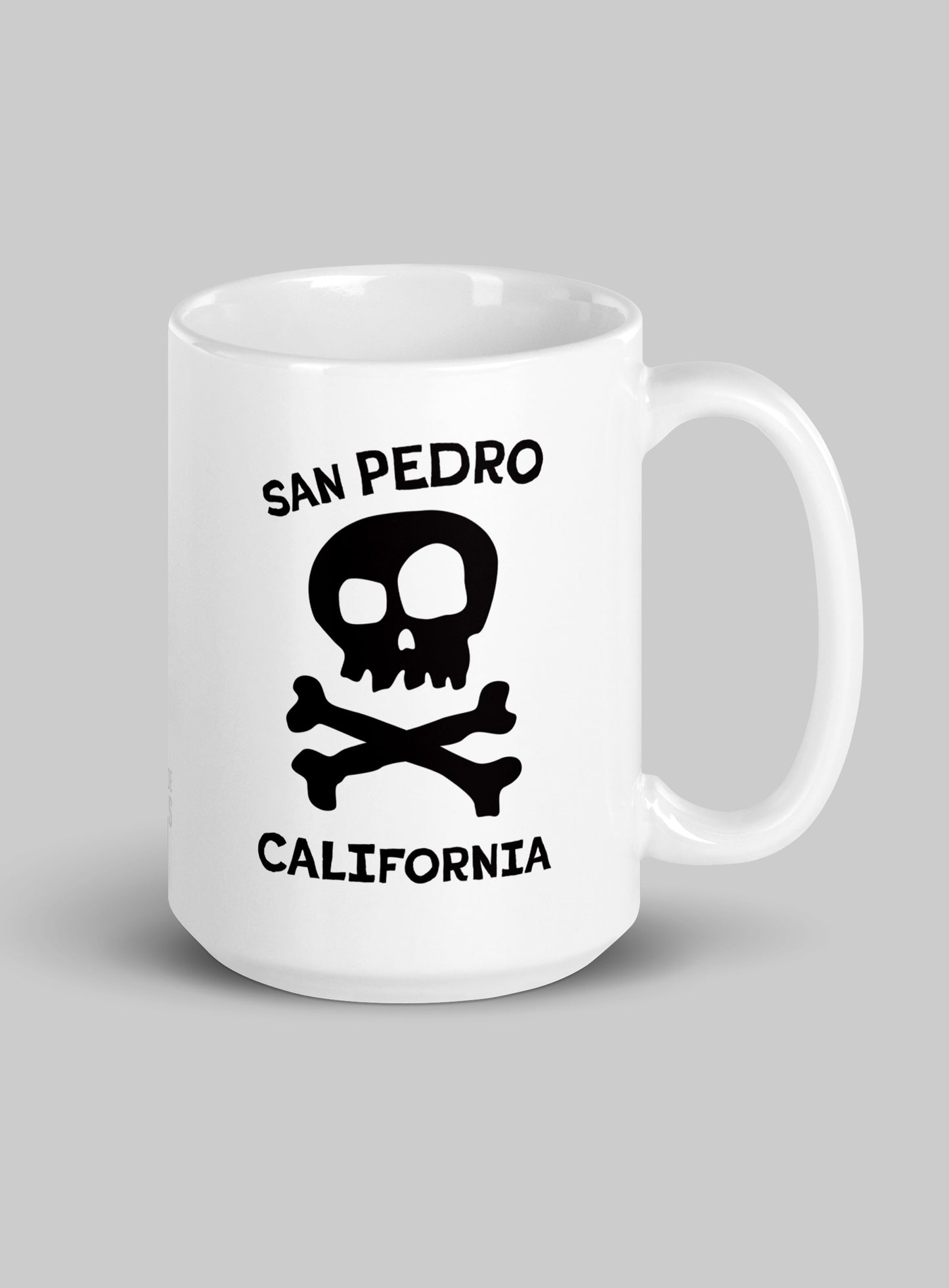 Collectible San Pedro Skull & Bones White Glossy Ceramic Mug - 15 oz