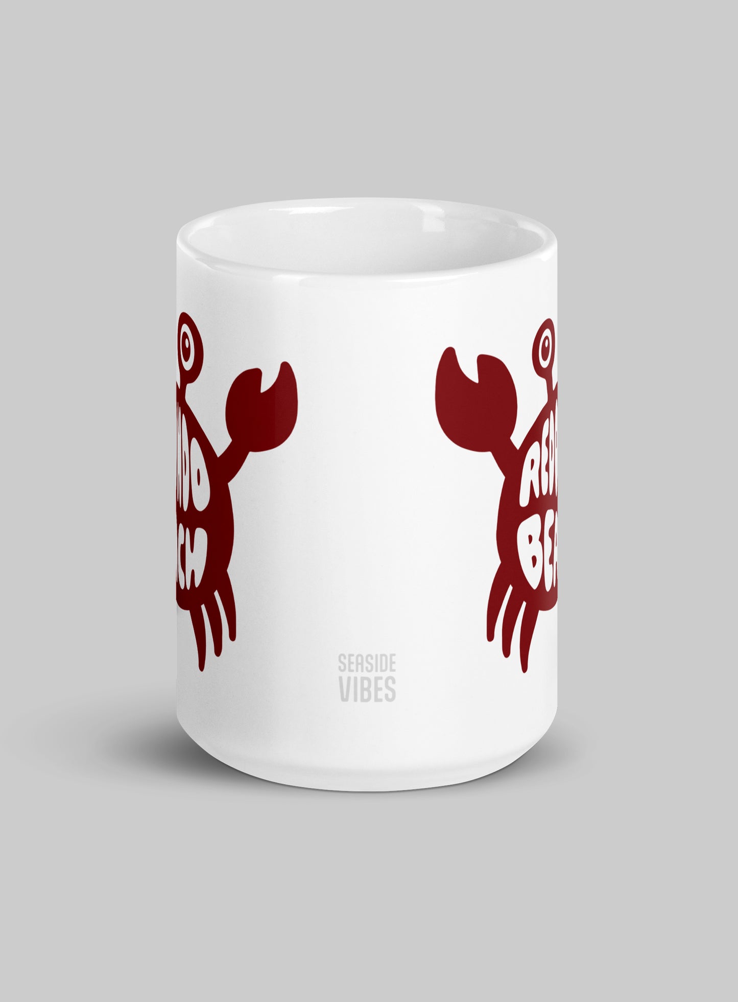 Collectible Redondo Beach Crab White Glossy Ceramic Mug - 15 oz