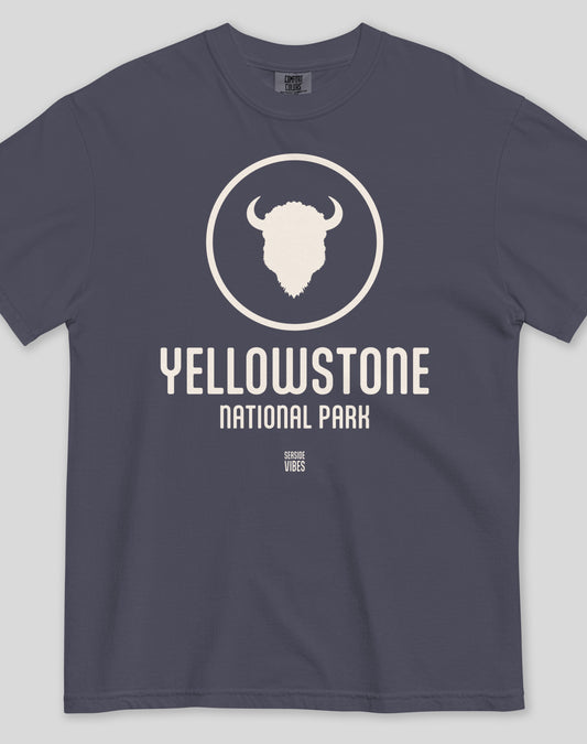 Unisex: Yellowstone National Park Tee - 100% Cotton | Navy