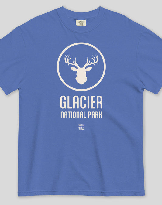 Unisex: Glacier National Park Tee - 100% Cotton | Mystic Blue