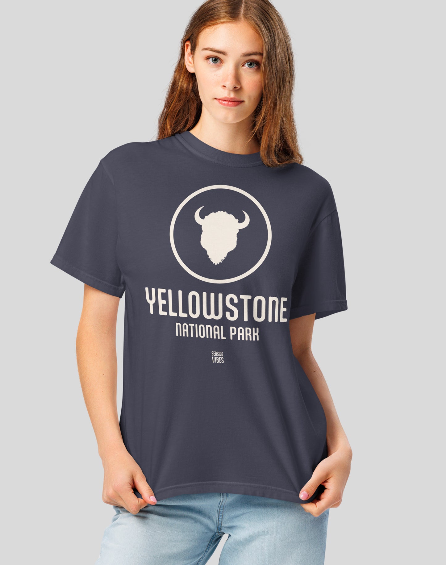 Unisex: Yellowstone National Park Tee - 100% Cotton | Navy