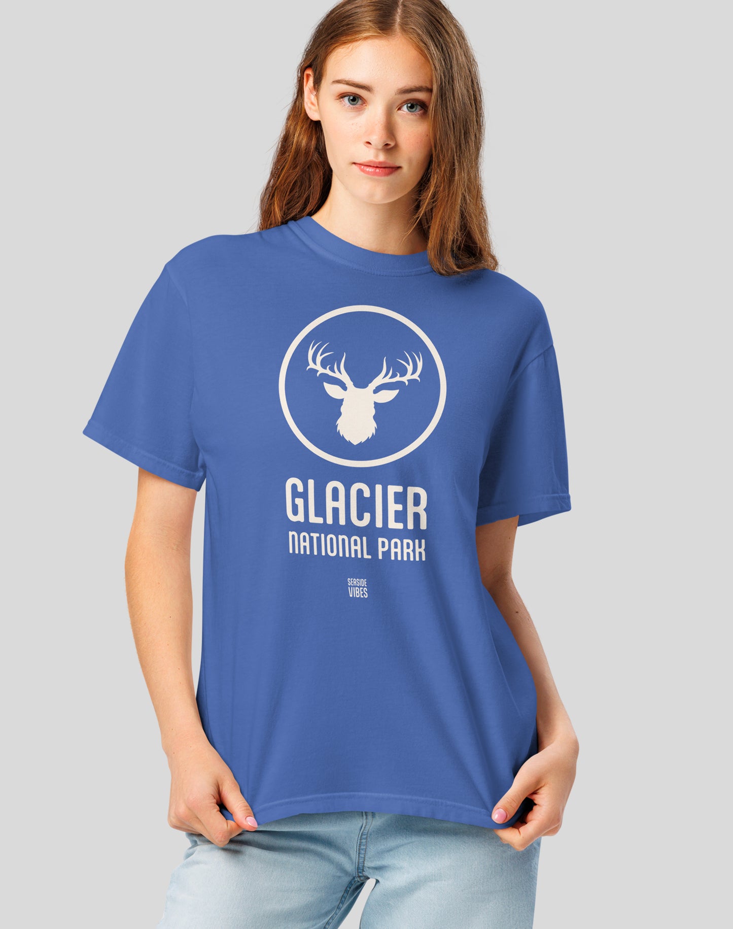 Unisex: Glacier National Park Tee - 100% Cotton | Mystic Blue