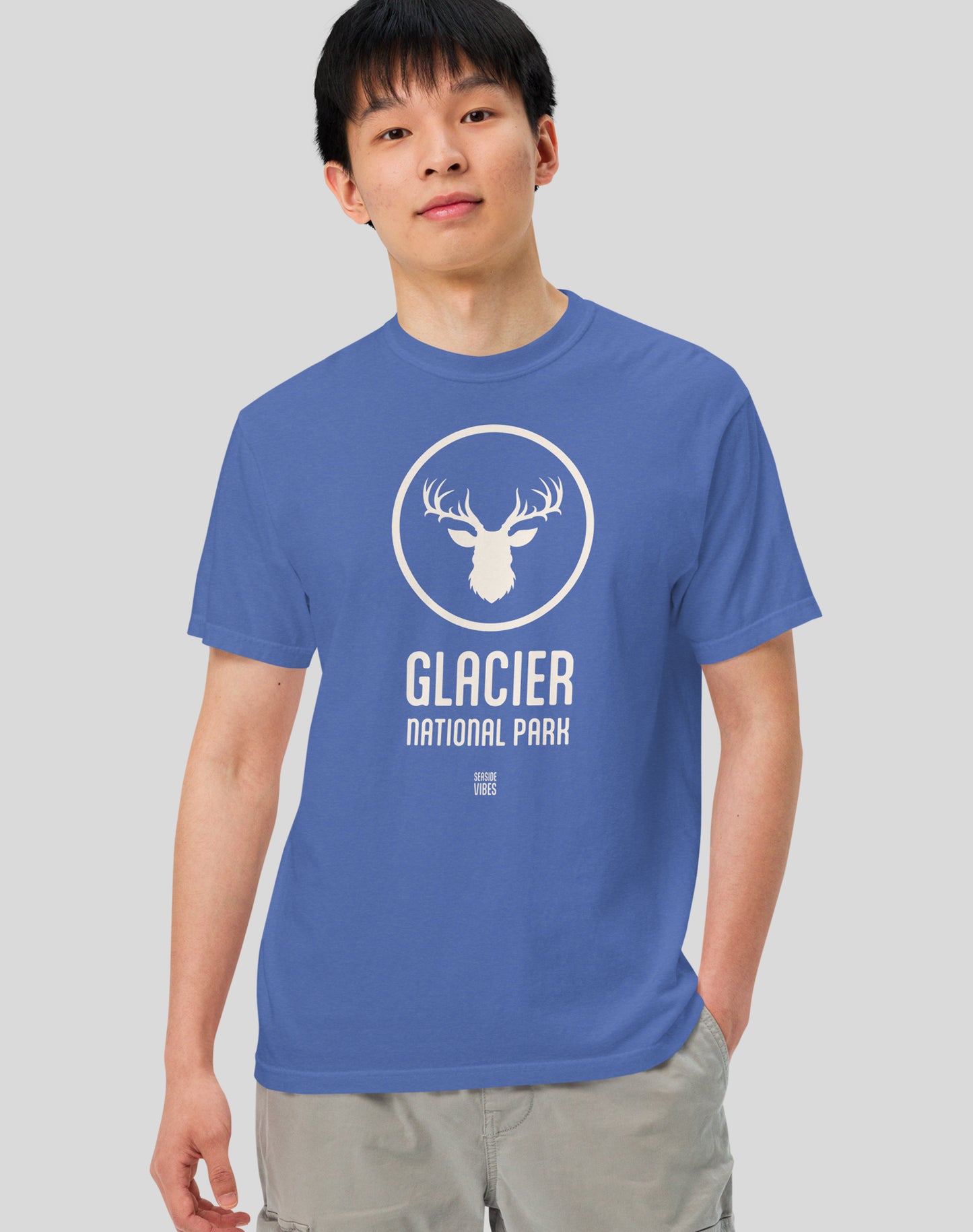 Unisex: Glacier National Park Tee - 100% Cotton | Mystic Blue