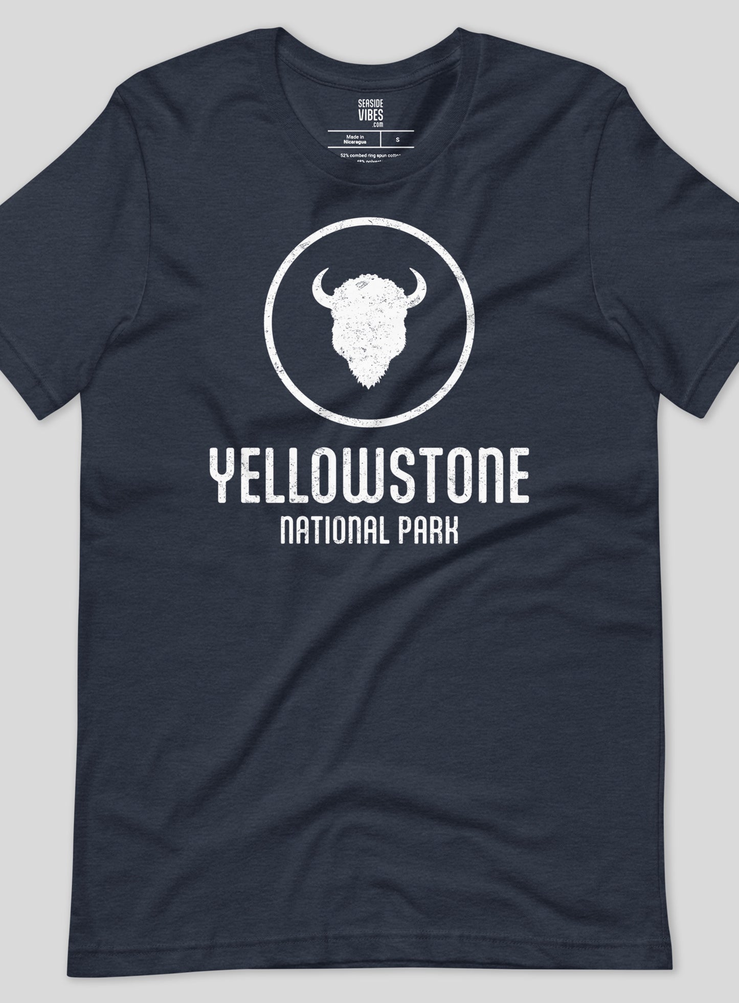 Unisex: Yellowstone National Park Tee - Heather Navy