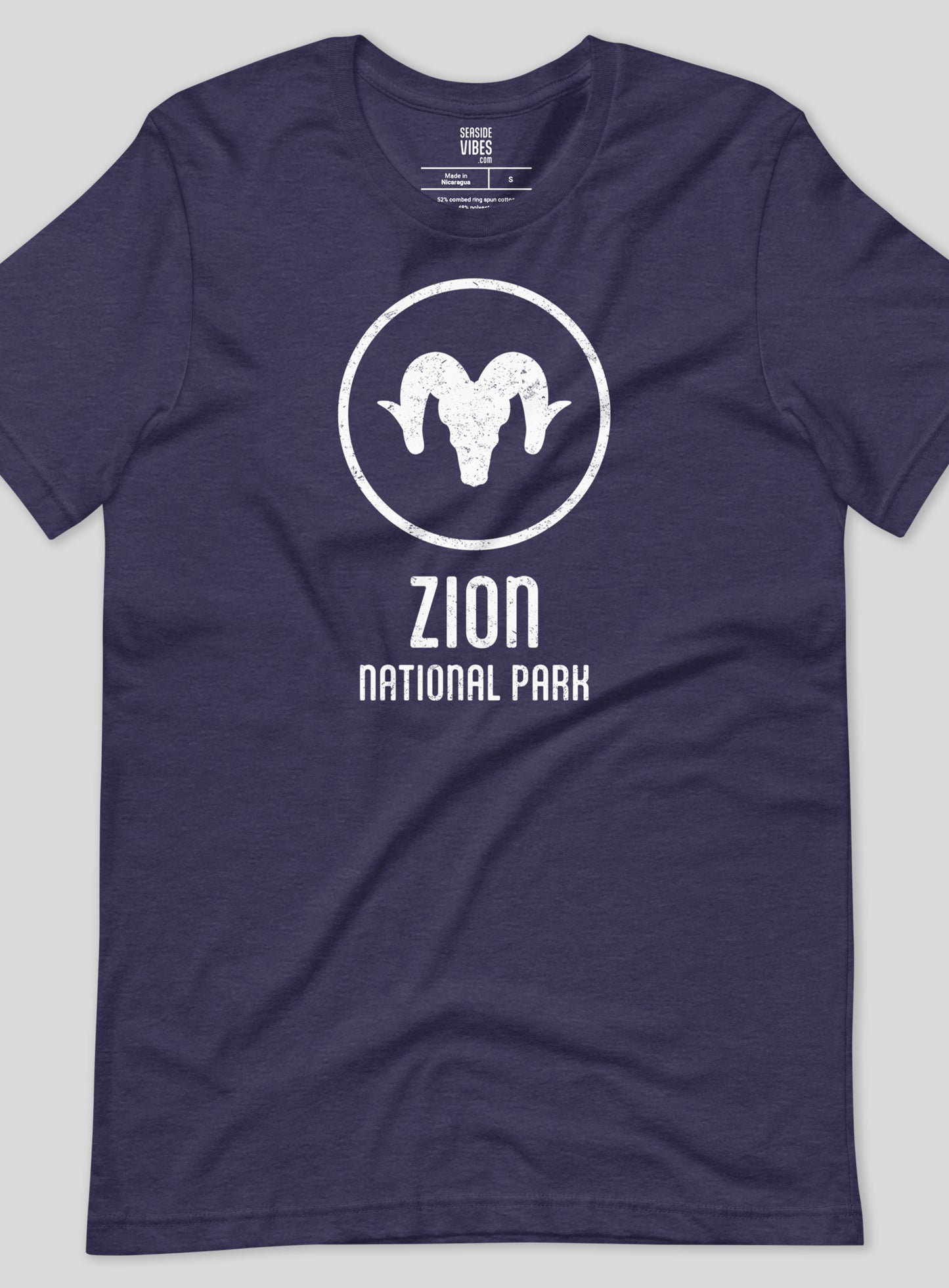 Unisex: Zion National Park Tee - Heather Midnight Navy