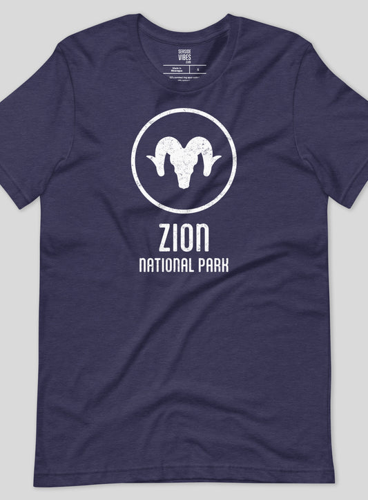 Unisex: Zion National Park Tee - Heather Midnight Navy