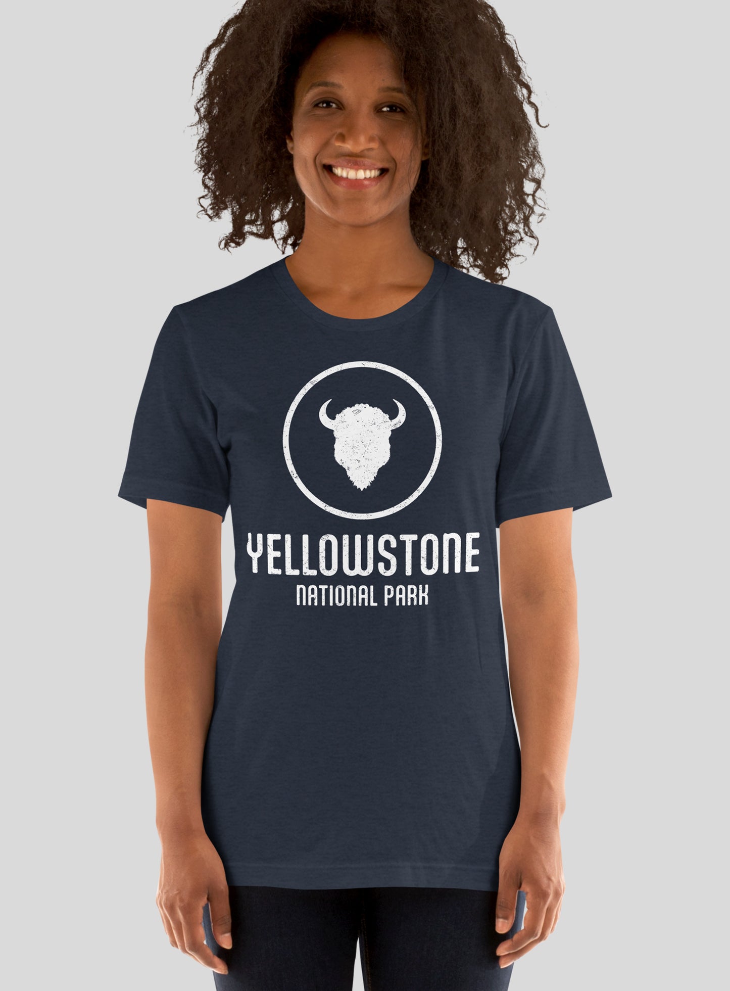 Unisex: Yellowstone National Park Tee - Heather Navy