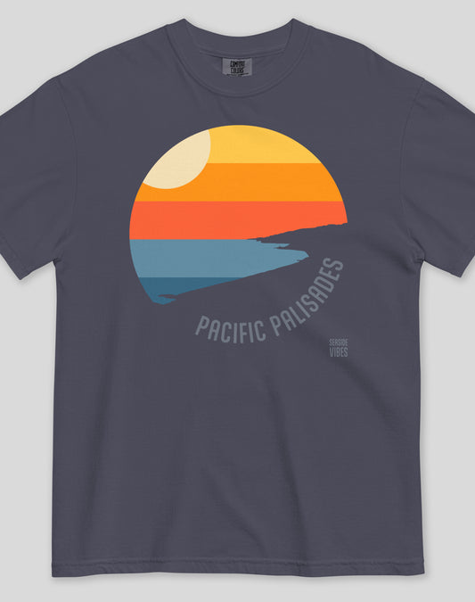 Unisex: Pacific Palisades Sunset Tee - 100% Cotton | Navy