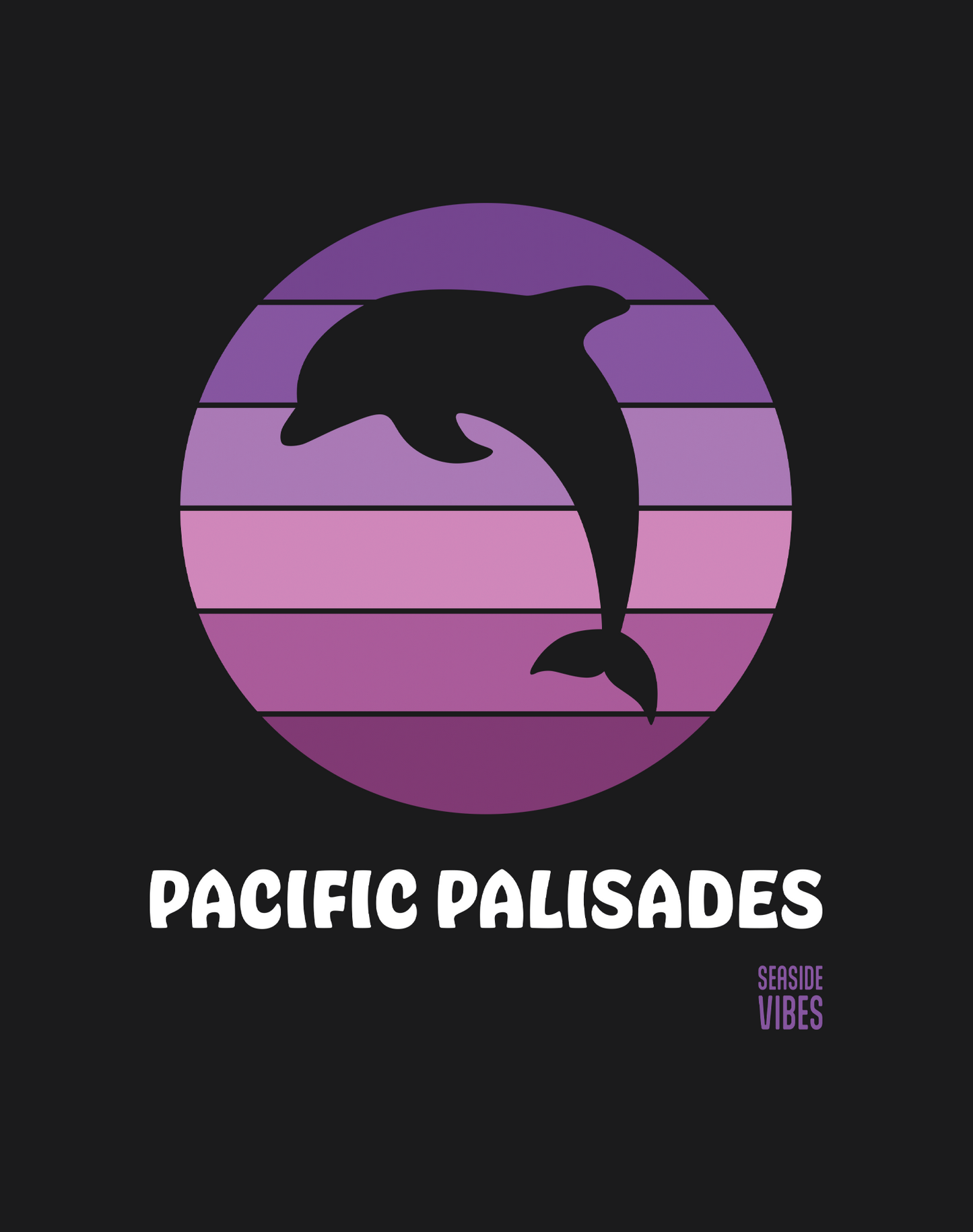 Unisex: Pacific Palisades Dolphin Sunset Tee - 100% Cotton | Black