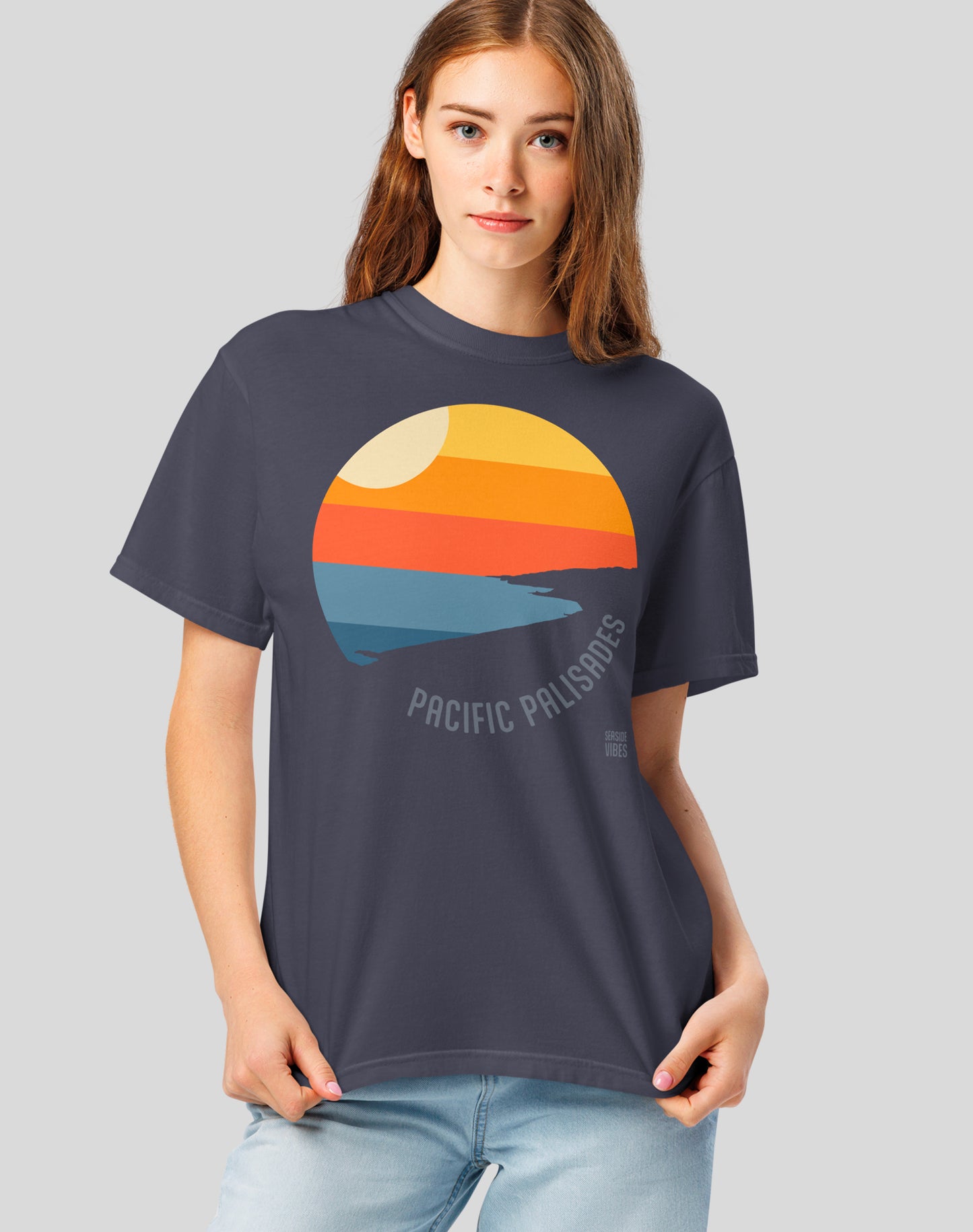 Unisex: Pacific Palisades Sunset Tee - 100% Cotton | Navy