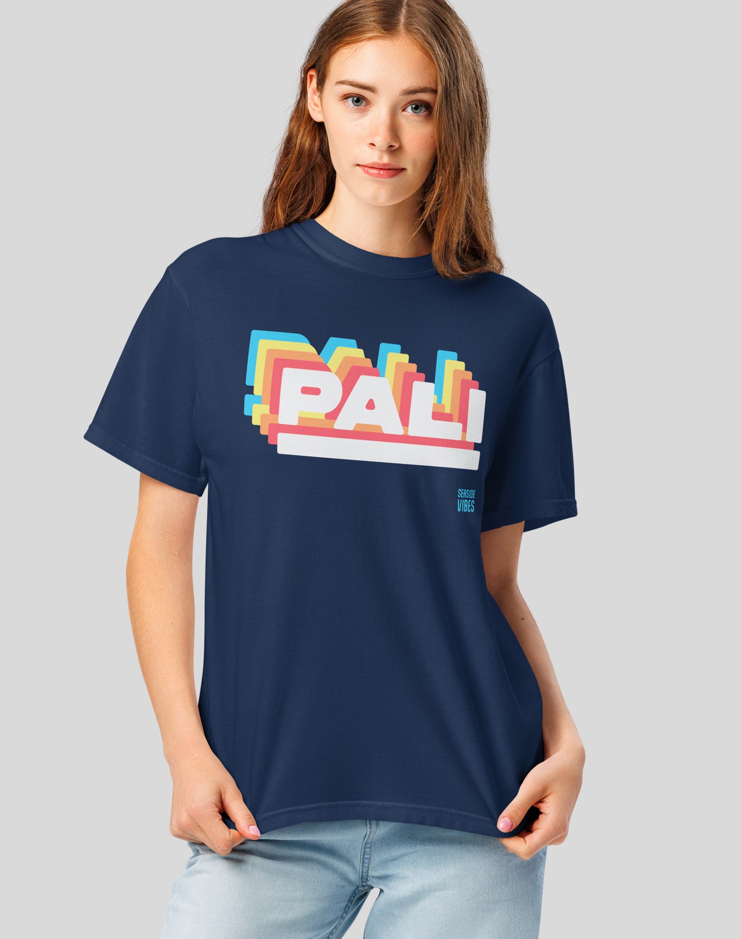 Unisex: Retro Pali Tee - 100% Cotton | True Navy