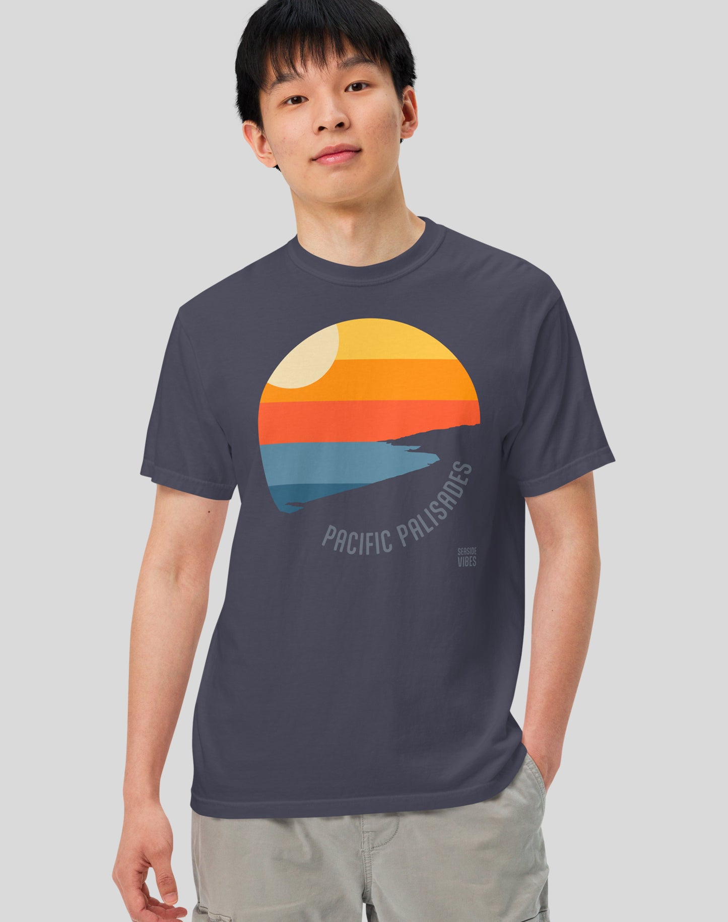 Unisex: Pacific Palisades Sunset Tee - 100% Cotton | Navy