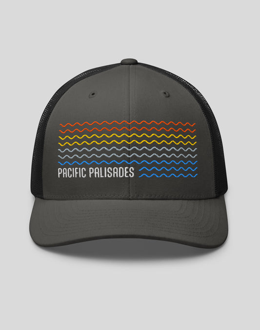 Pacific Palisades Sunset Waves Trucker Hat - Charcoal/Black