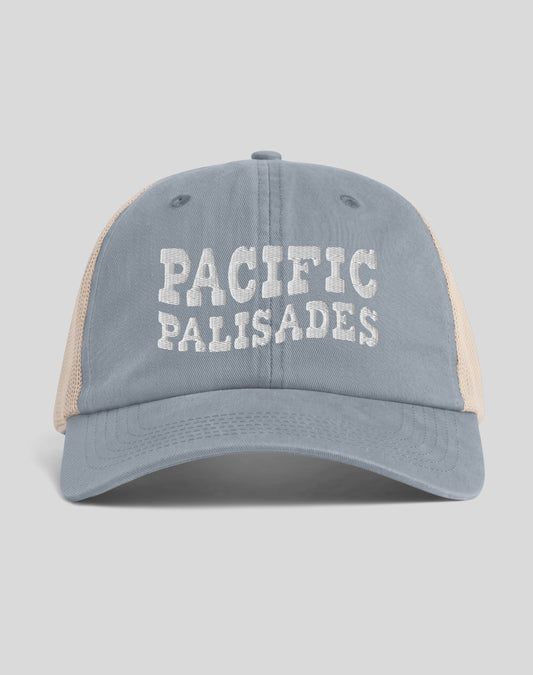 Pacific Palisades Vibes Sunwashed Trucker Hat | Granite/Tan