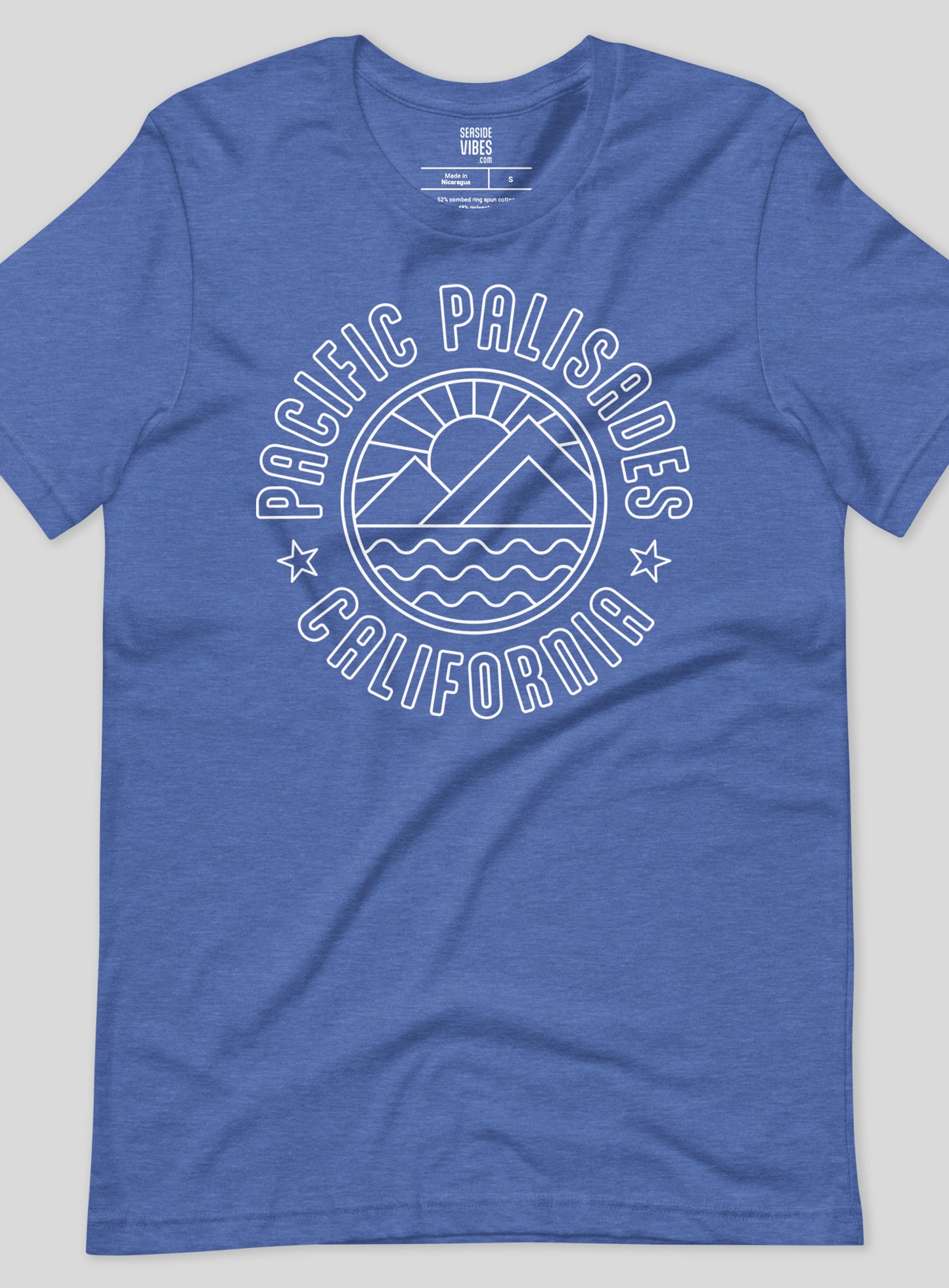 Unisex: Pacific Palisades Sunrise Tee - Heather True Royal