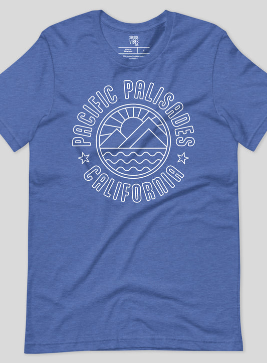 Unisex: Pacific Palisades Sunrise Tee - Heather True Royal
