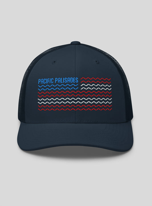 Pacific Palisades 4th of July Trucker Hat - Navy/Navy